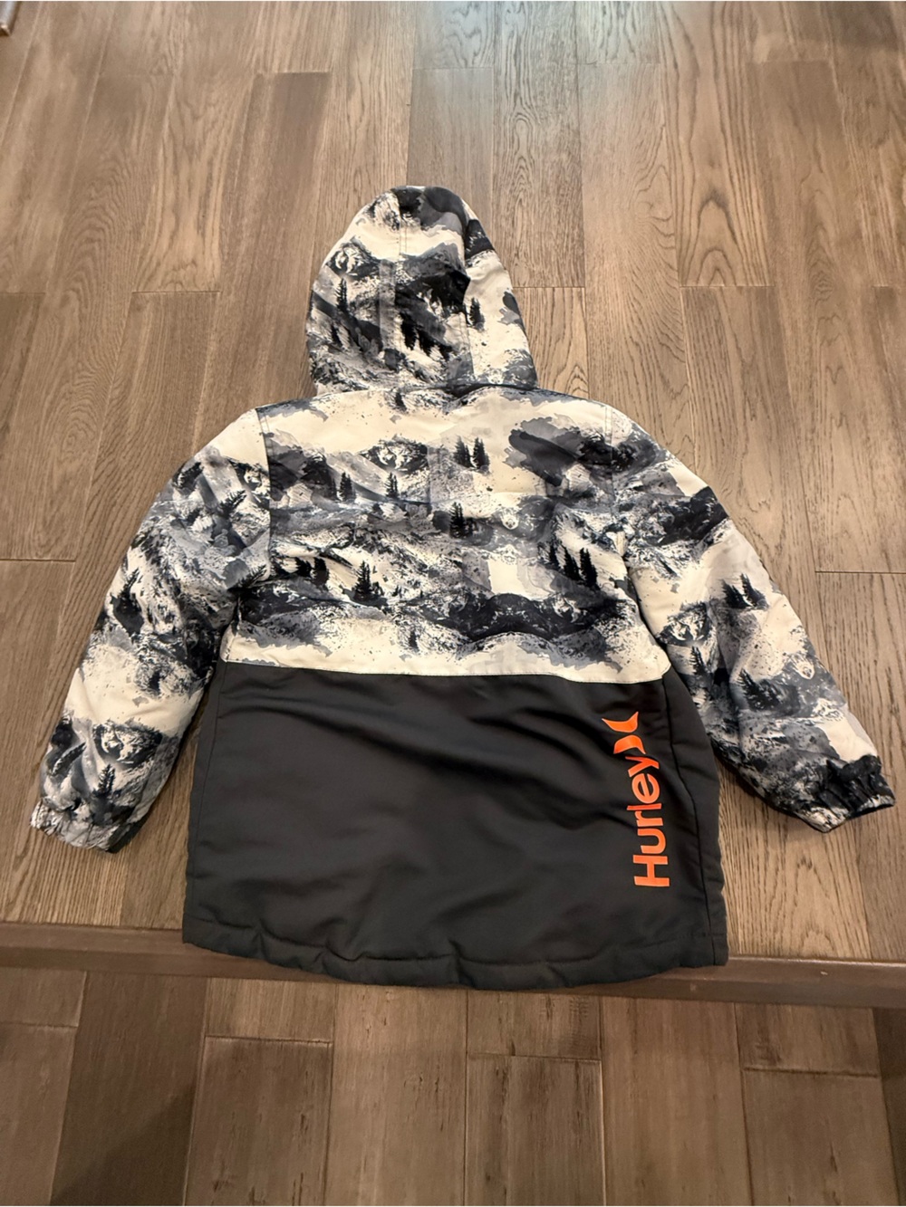 Hurley Black & White Snowboard Jacket with Orange Logo